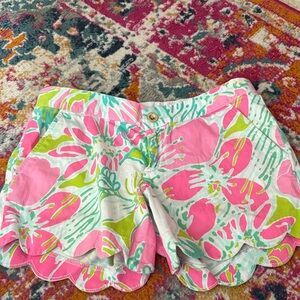 Lilly Pulitzer Pink and Green Floral High Waist Shorts
